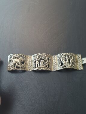 Vintage Coin Silver Italian Panel Bracelet